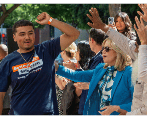 Fresno BHC Staff walk one of fifteen boxes comprising of the 32,000 signatures collected by Better Roads, Safe Streets to advance the Better Roads, Safe Streets transportation measure